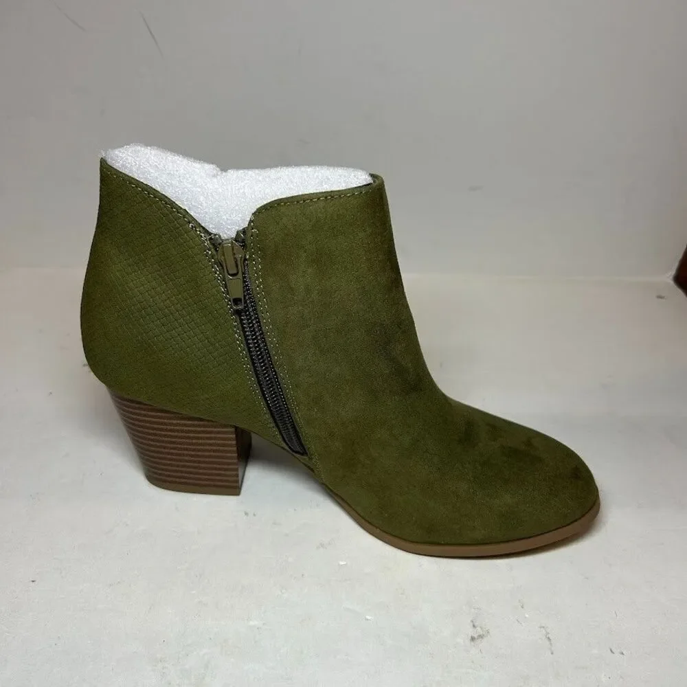 Style & Co. Womens 7.5 M Olive Green Masrinaa Ankle Booties NIB QK5